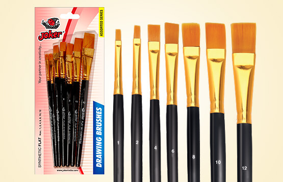 Flat Synthetic Color Brush - Pack of 7